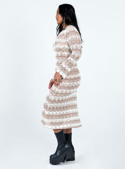 Long sleeve midi dress Sheer knit material