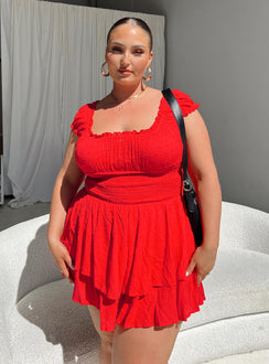 The Love Galore Playsuit Red Curve