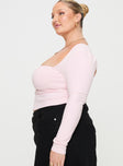 Pink Long sleeve top Ruched bust, open back