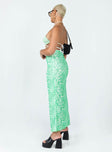 Midi skirt  Princess Polly Exclusive  95% polyester 5% spandex  Mesh material  Floral print  Elasticated waistband  Lettuce edge hem 