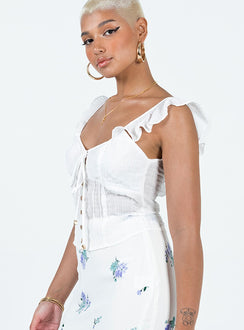 Flutter Bodice Top Ivory