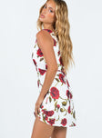 Princess Polly Plunger  Nellie Mini Dress White / Red Floral