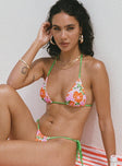Jenner Triangle Bikini Top Green / Pink Floral