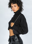 Zahara Cropped Turtleneck Sweater Black