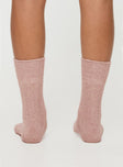 Pink Thick knit crew socks