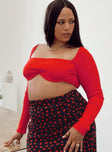 Becca Long Sleeve Crop Top Red Curve