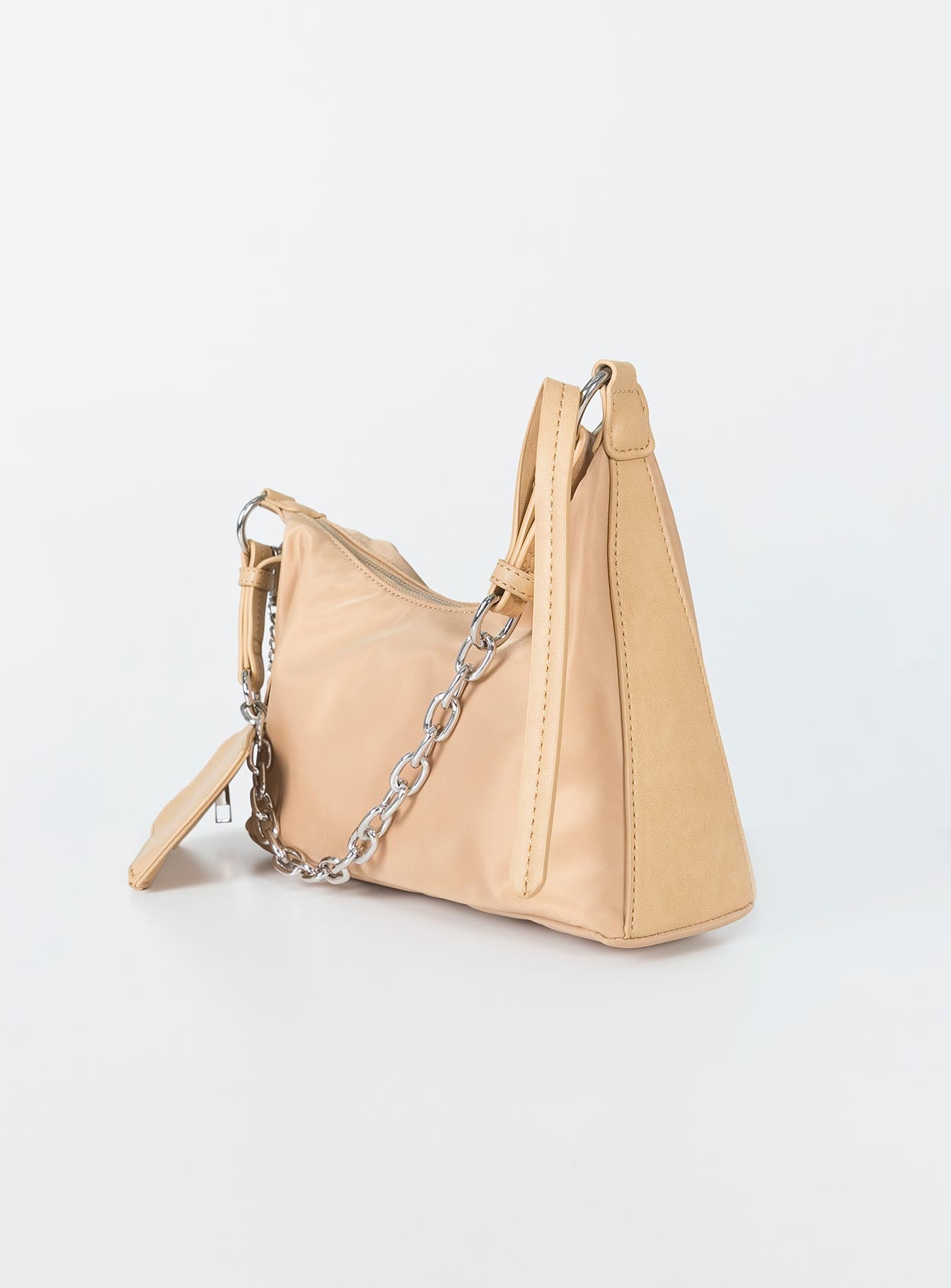 Crossbody bag  Princess Polly Exclusive Nylon & faux leather material  Silver-toned hardware  Chain shoulder strap  Removable & adjustable crossbody strap  Removable coin purse  Zip fastening Flat base 