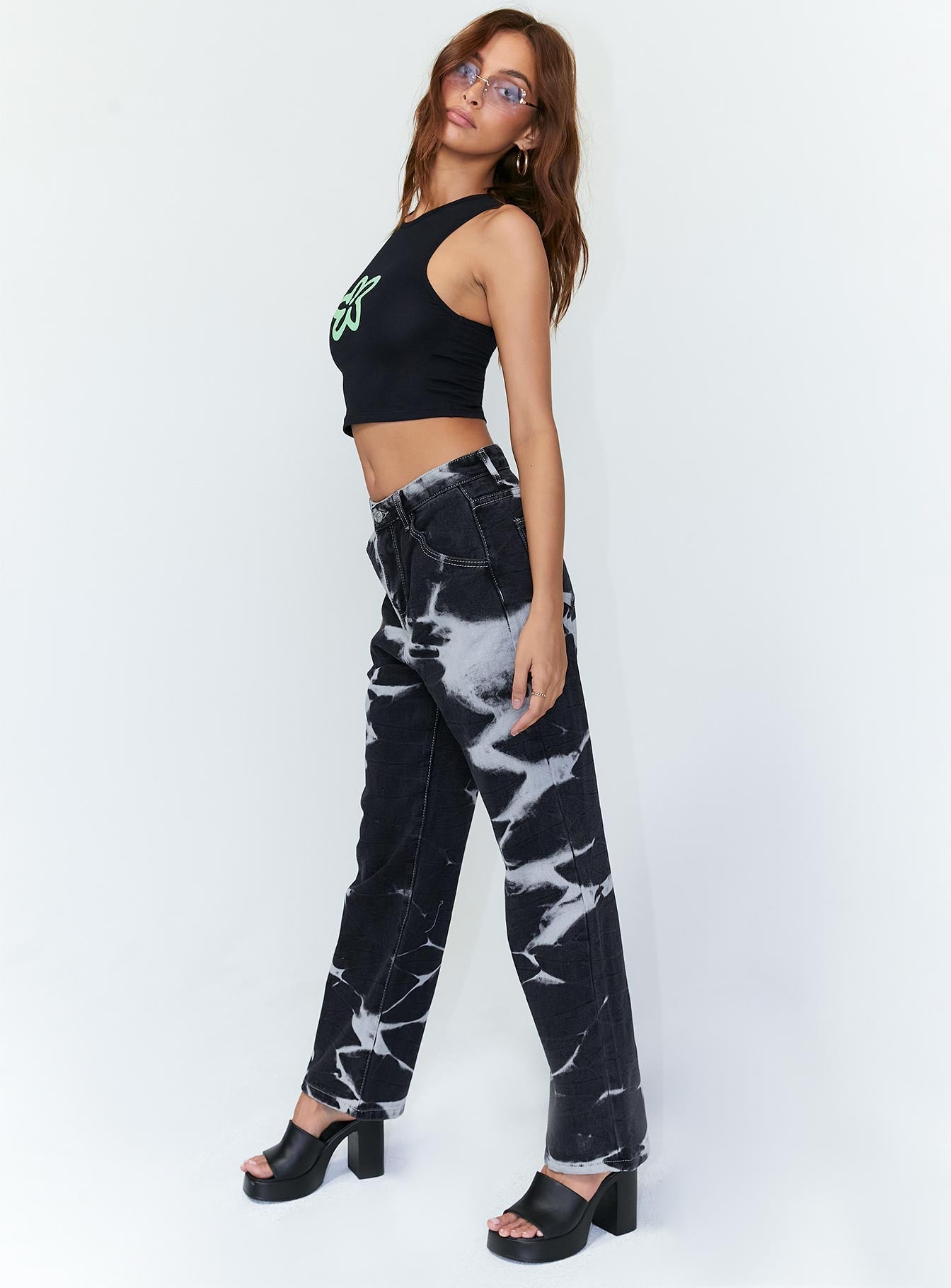 Princess Polly Mid Rise  James Denim Jeans Black