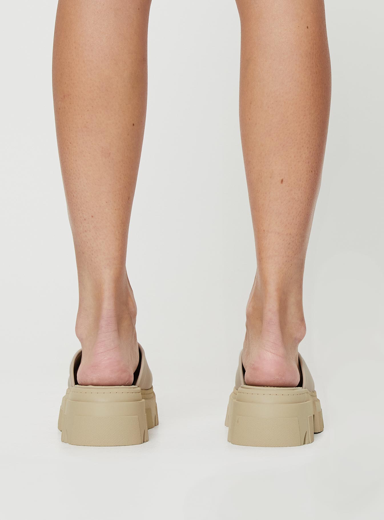 Faux leather flats Slip-on design, platform base, rounded toe, padded footbed, treaded sole Spot clean