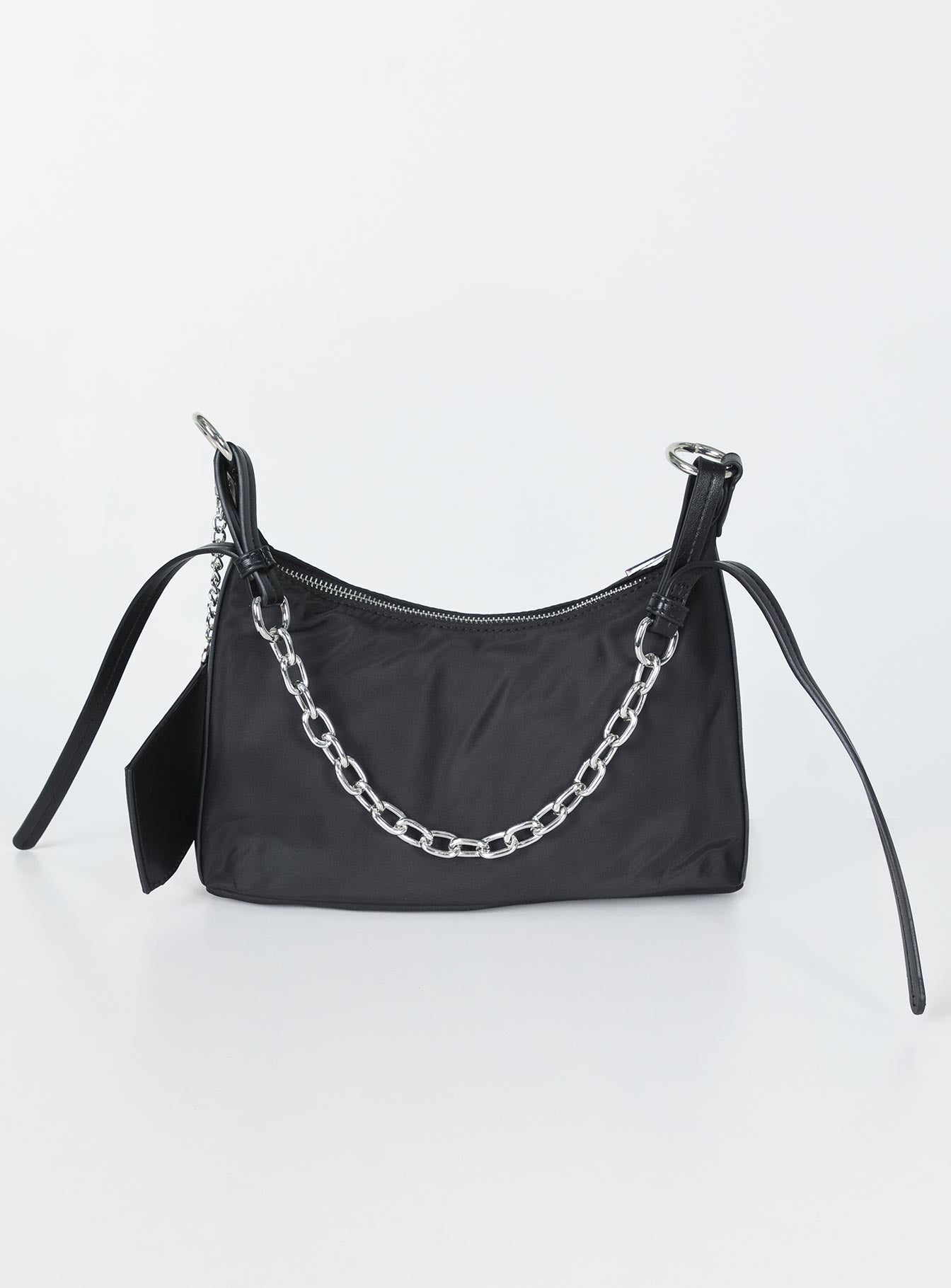 Crossbody bag  Princess Polly Exclusive Nylon & faux leather material  Silver-toned hardware  Chain shoulder strap  Removable & adjustable crossbody strap  Removable coin purse  Zip fastening Flat base   Fully lined 