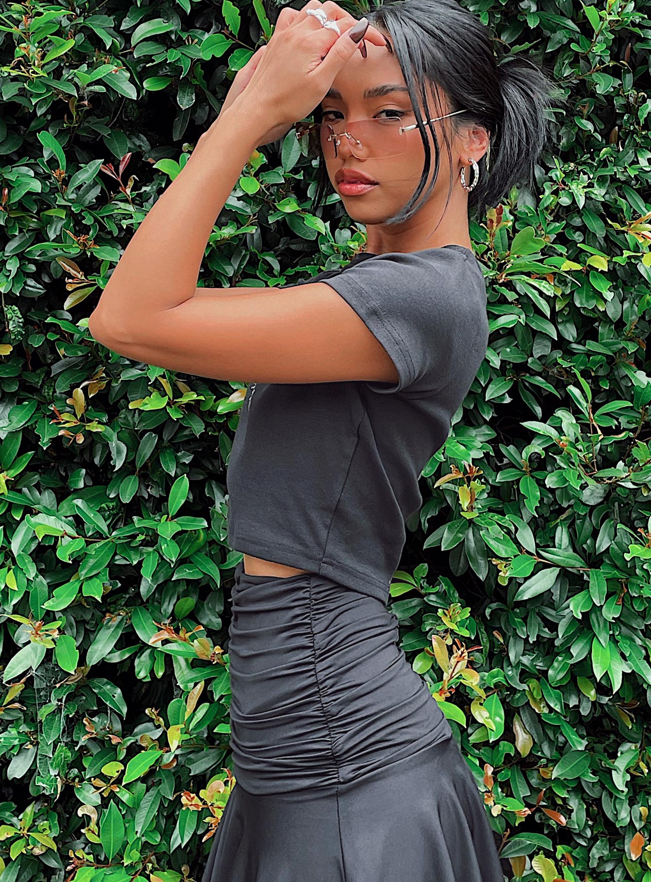 Disney Mickey Mouse Outline Cropped Tee Black