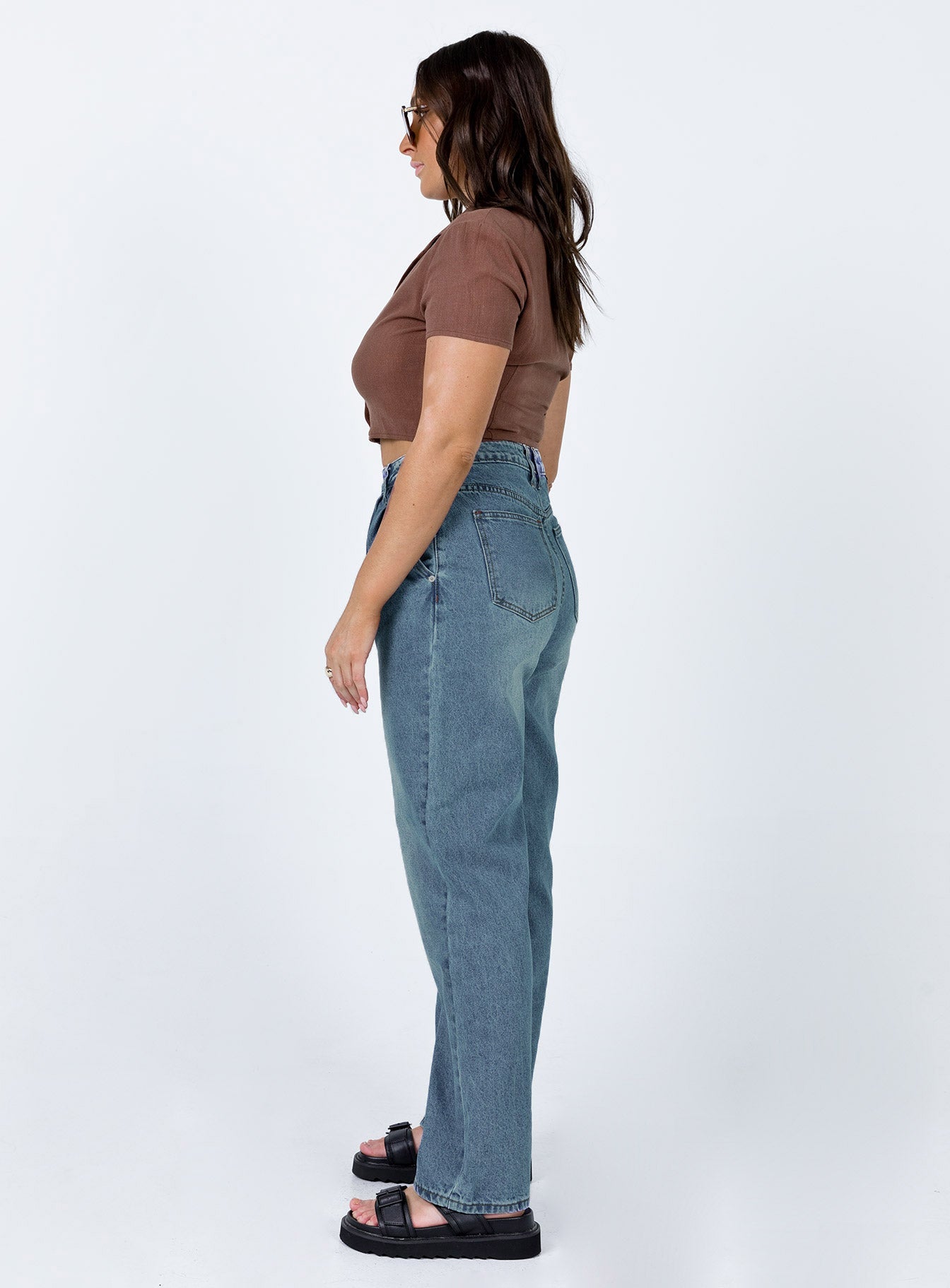 Princess Polly Mid Rise  Isabelle Straight Leg Denim Jeans