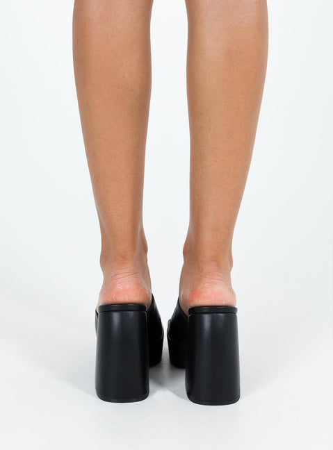 Heel Faux leather material Single thick upper Platform base Block heel Square toe