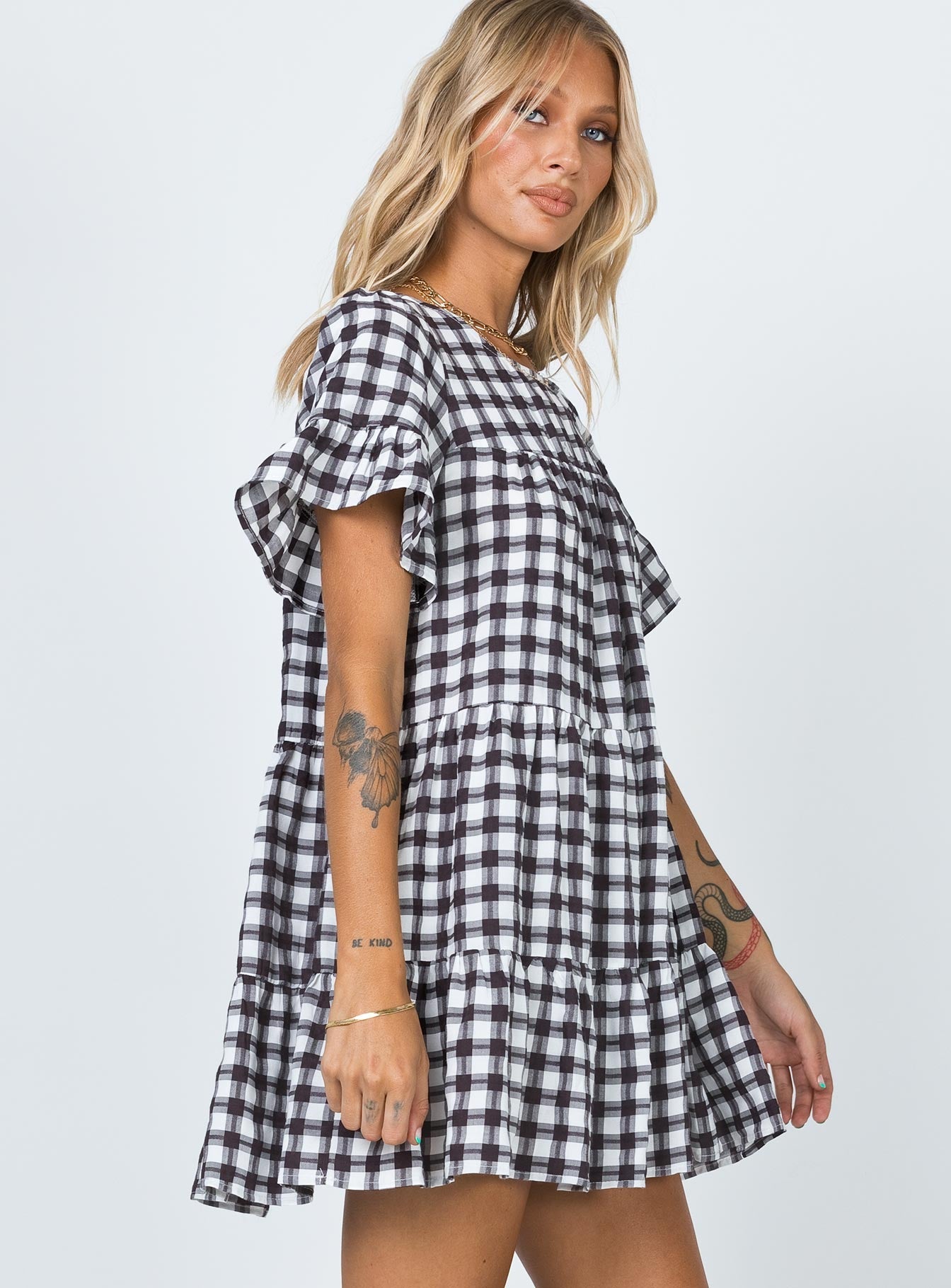 Princess Polly Dress  Miami Check Mini Dress Black