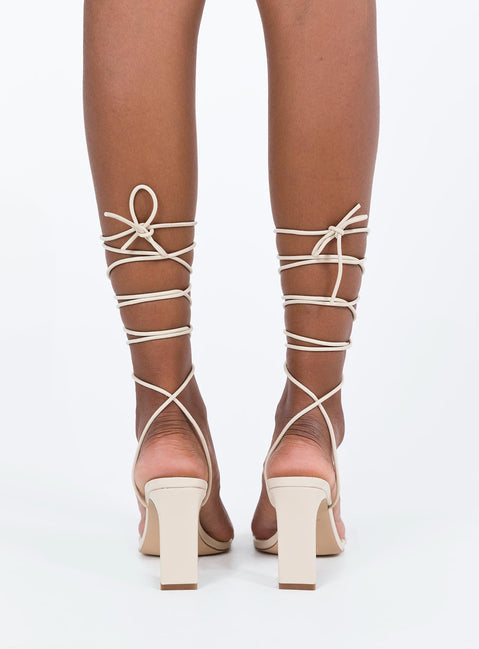 Heels Squared toe Single thin strap upper Ankle wrap fastening Shaved block heel