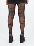 Stockings High waisted fit Floral print Sheer design Hand wash only 