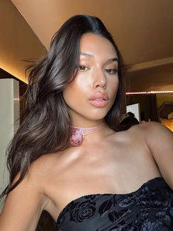 Rose necklace Rope style chain, tie fastening