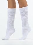 Socks Ribbed material Scrunch design Good stretch 