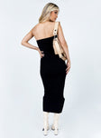 Strapless maxi dress Knit material  Inner silicone strip at bust 
