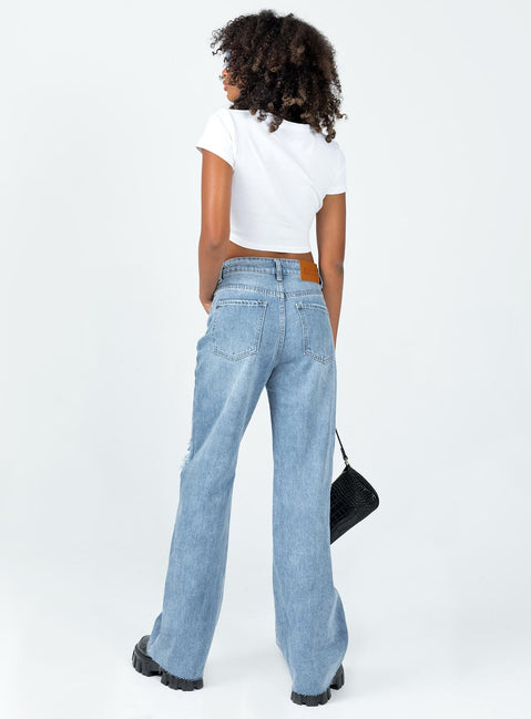 Princess Polly Mid Rise  Meliana Wide Leg Denim Jeans