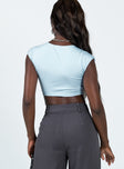 Crop top Ruched at side Good stretch Mesh lined