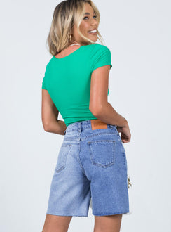 Leala Two Tone Denim Shorts