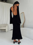 Princess Polly Round Neck  Amersham Long Sleeve Maxi Dress Black