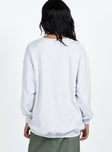 Sweatshirt Crew neckline Drop shoulder  Embroidered graphic Slight stretch