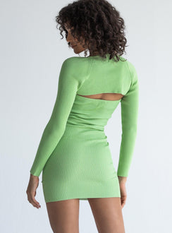 Princess Polly Asymmetric Neckline  Zane Mini Dress Green