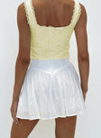 White mini skirt Boning through waist Invisible zip fastening at back