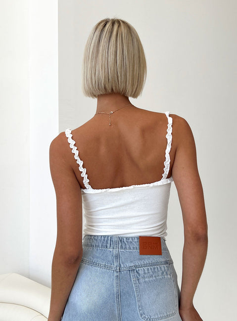 Cami top Elasticated shoulder straps Frill trim Square neckline Good stretch Fully lined