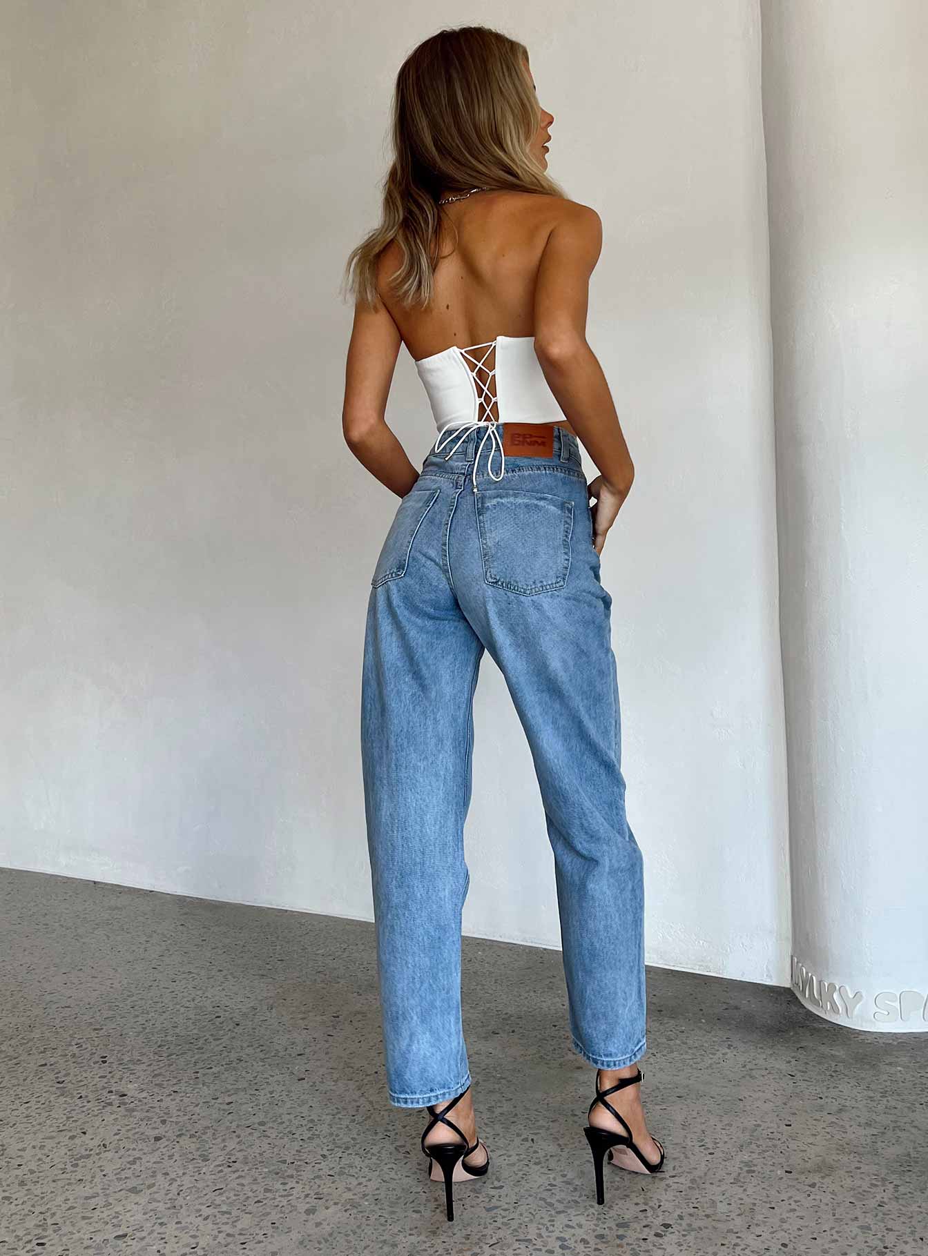 Leta Mid Wash Straight Leg Denim Jeans