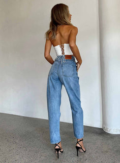 Leta Mid Wash Straight Leg Denim Jeans
