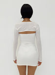 Matching set Pointelle material Strapless mini dress Long sleeve bolero Good stretch Unlined