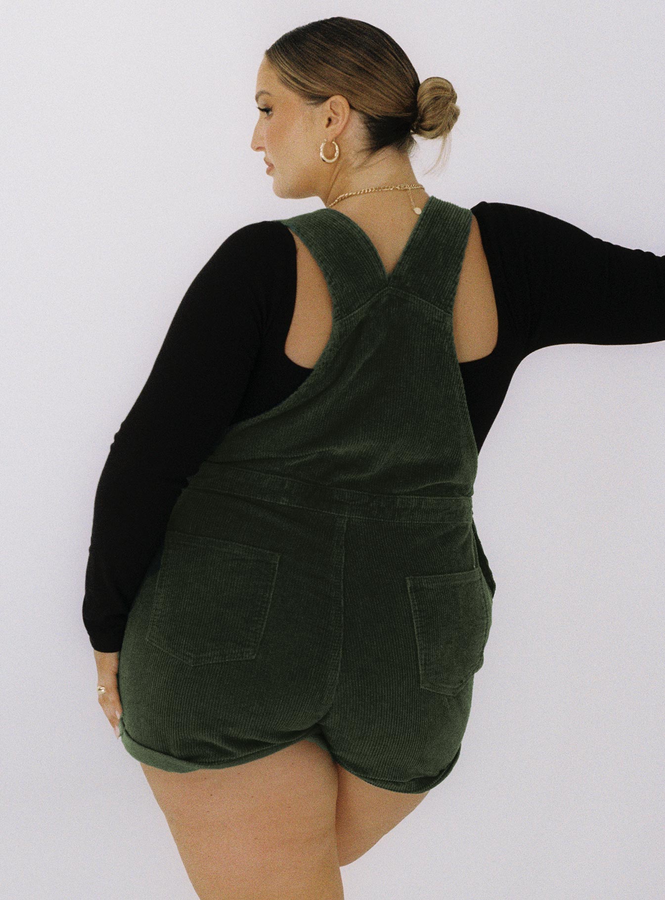 Kacey Short Overalls Khaki Curve