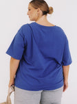 Blue vintage look tee oversized fit Yosemite print on front Slim crew neck Drop shoulder