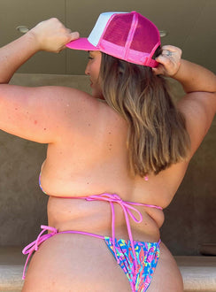 Bikini top Floral print Triangle style Adjustable coverage Tie fastenings Removable padding Fully lined