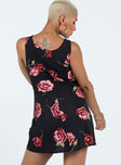 Princess Polly Scoop Neck  Shelli Vintage Floral Mini Dress Black / Multi
