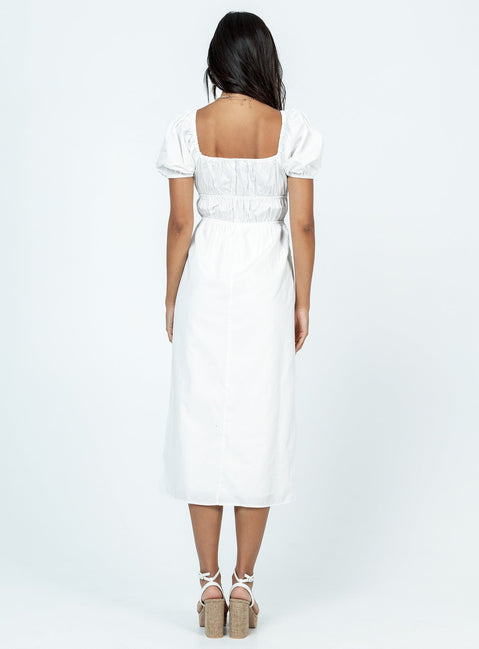 Maxi dress Puff sleeves Elasticated design  Partially lined 