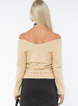 Tamas Wrap Front Sweater Beige Princess Polly  Cropped 