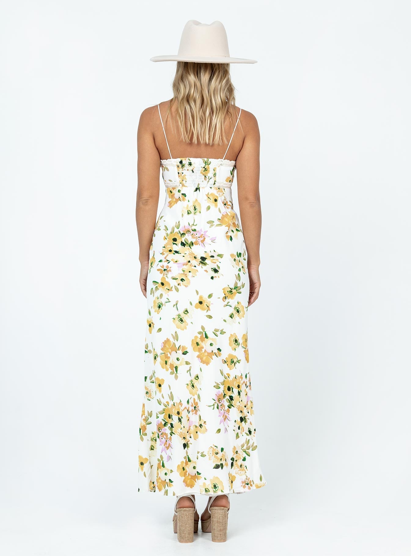 Shop Formal Dress - Emily Maxi Dress White / Yellow Floral third image