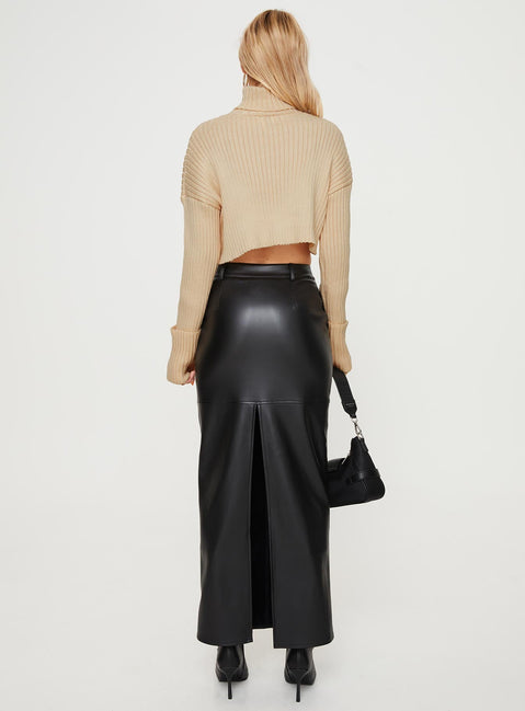 Giacini Faux Leather Maxi Skirt Black