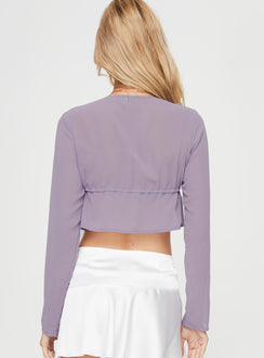 Crop top Sheer material, open-front design, long sleeve, open-front design  Tie fastening at bust 