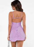 Mini dress Slim fitting, Iridescent silky material, Adjustable shoulder and back straps, Low back, Invisible zip fastening at back
