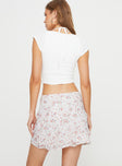 Floral mini skirt Frill detail, invisible zip fastening at side Non-stretch, fully lined 