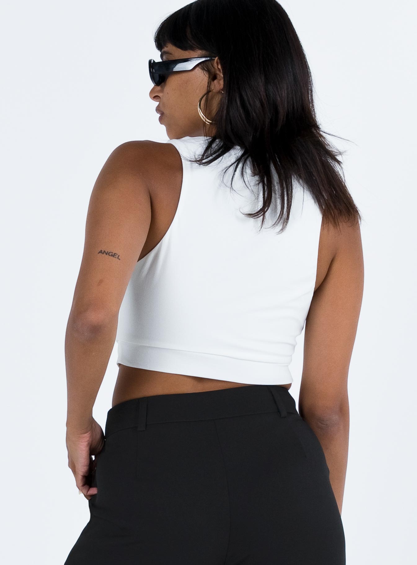 White top Cowl neckline Good stretch Fully lined 