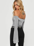 Princes Polly Full Sleeves  Tullo Off The Shoulder Bodysuit Grey