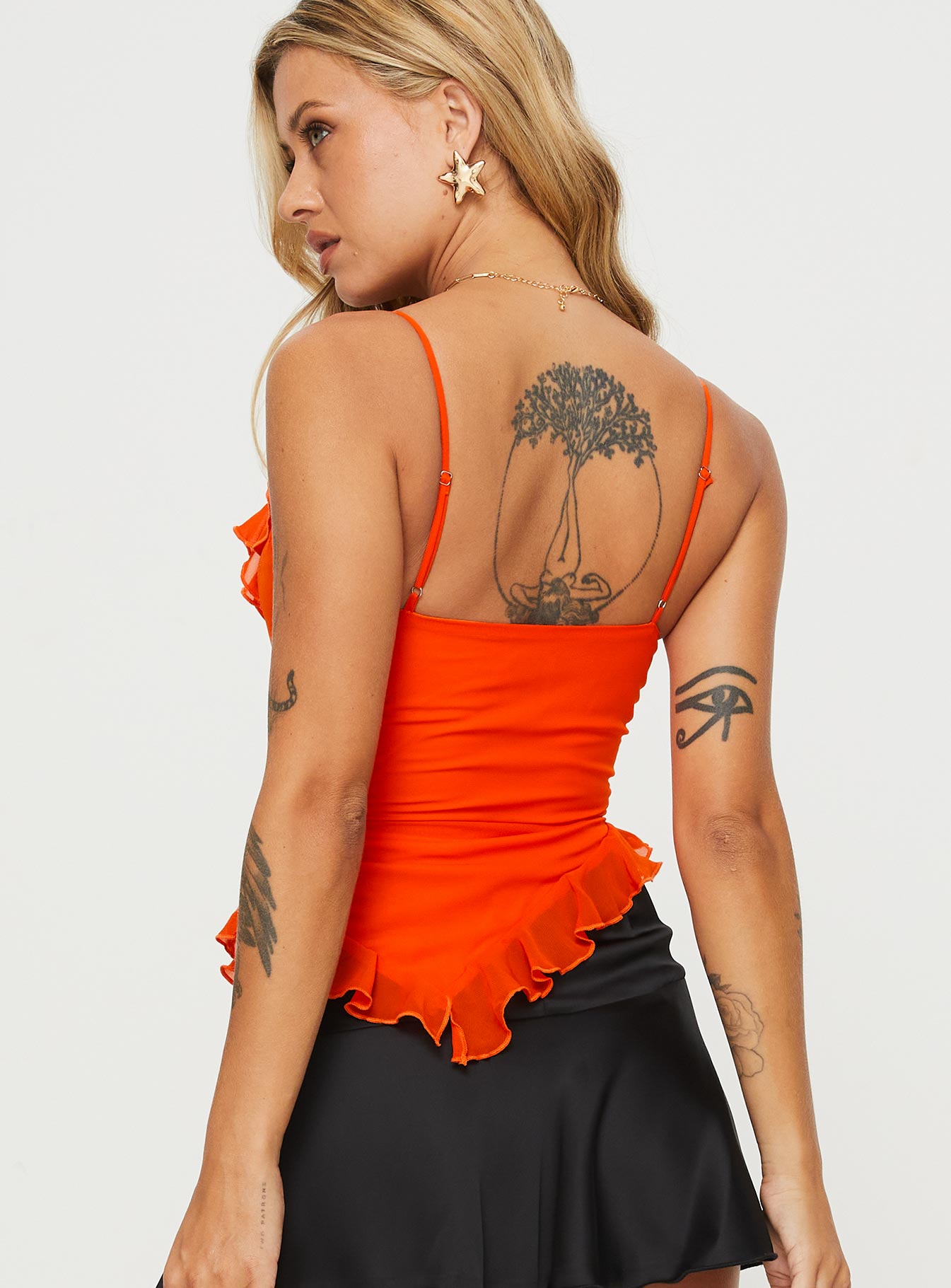 Pretty Lady Ruffle Top Orange