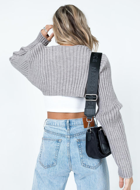 Grey bolero Knit material  Long sleeves 