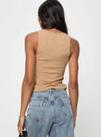 Tank top, slim fitting Knit material, keyhole cut-out at front, split hem